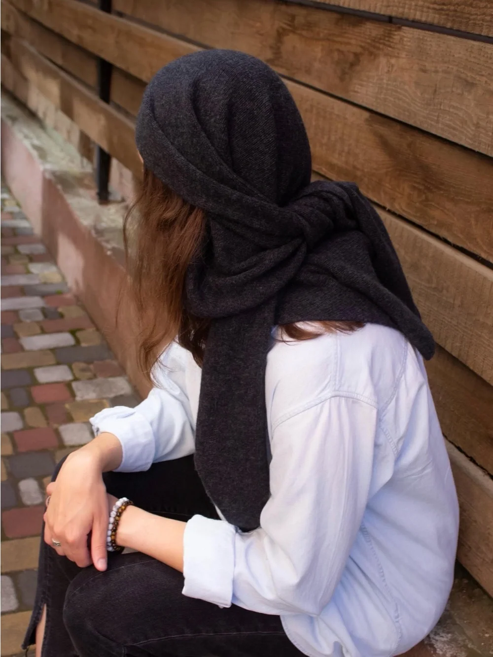 Wool, Alpaca & Nylon triangle shawl / scarf